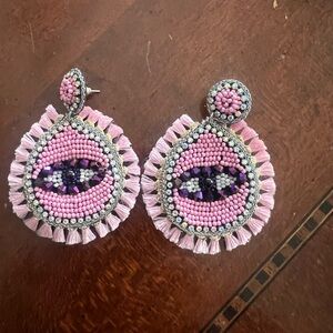 Pink and Purple Beaded Earrings